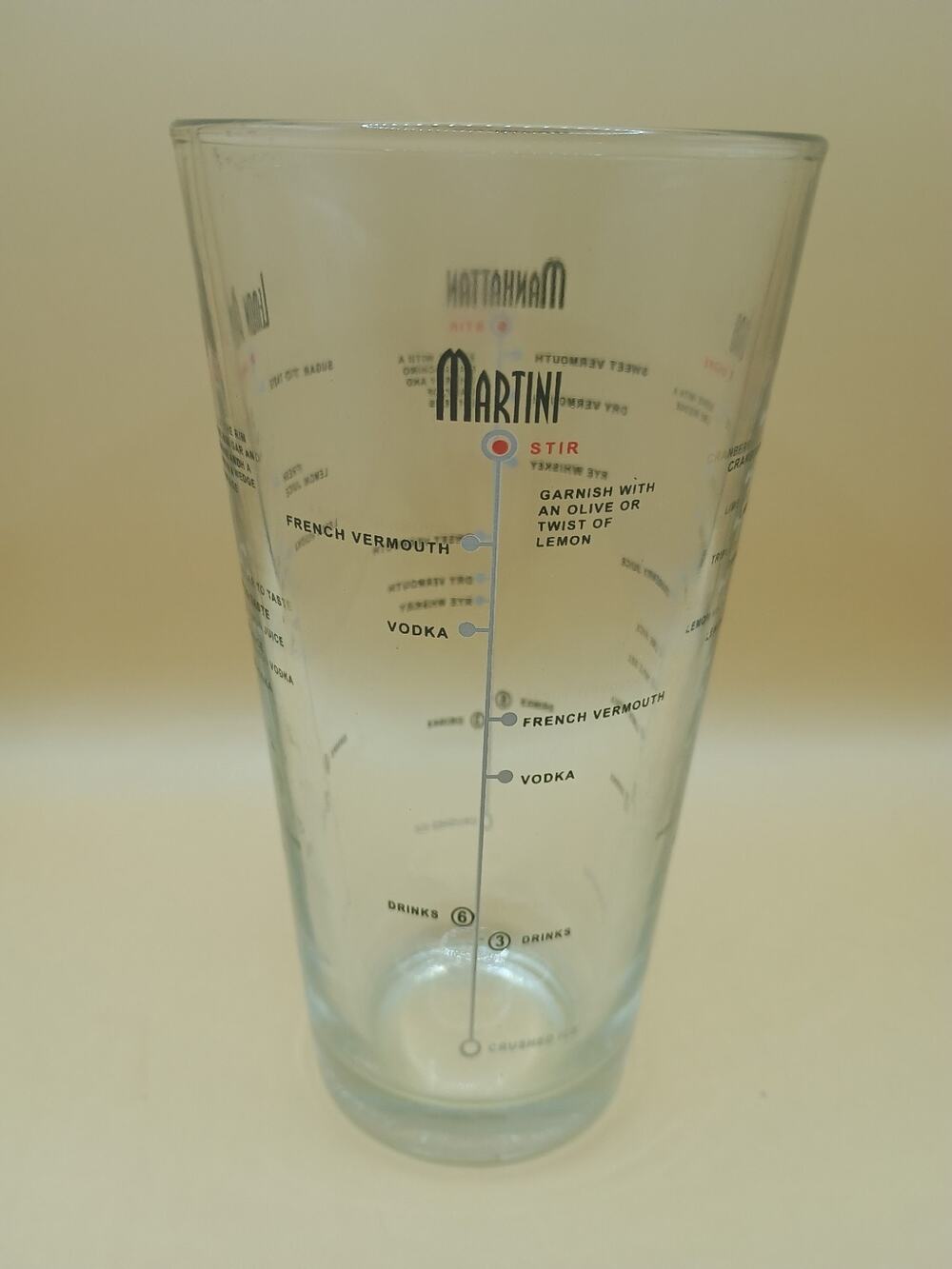 Libbey Duratuff Glass Cocktail Mixer Shaker Mixed Drink Recipes Vintage MCM Bar